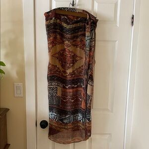 Bianca Nygard African Mexico tribal ethnic faux wrap chiffon skirt
